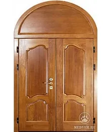 Заказать Межкомнатная двустворчатая арочная дверь дубовая со стеклом в Москве - Русское Ремесло